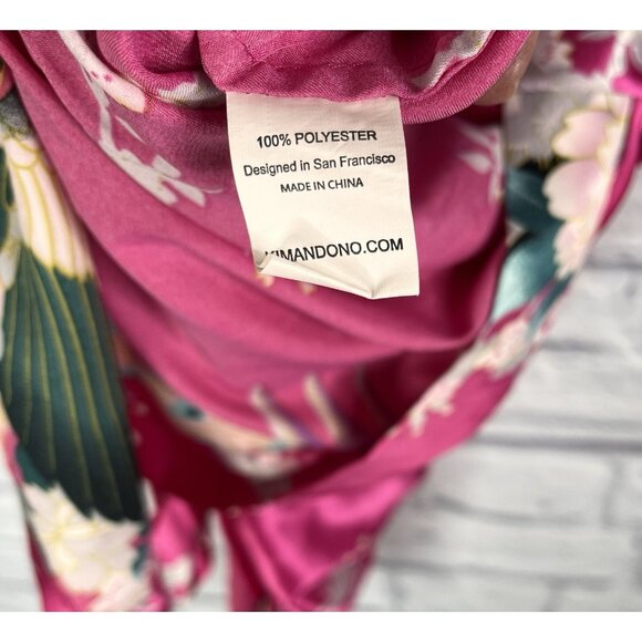 KIM + ONO Women's Hot PInk Silky Kimono Belted Robe One Size - Picture 3 of 5